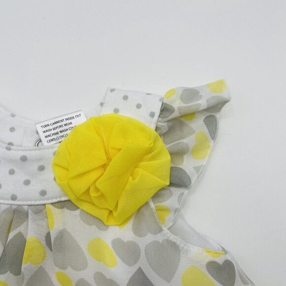 Cuddle Bear Collection Baby Girls 3M Heart Print Chiffon Romper One Piece 2181 - Picture 2 of 5